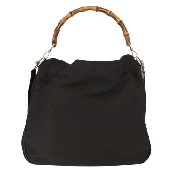 GUCCI Bamboo Shoulder Bag Nylon 2way Brown